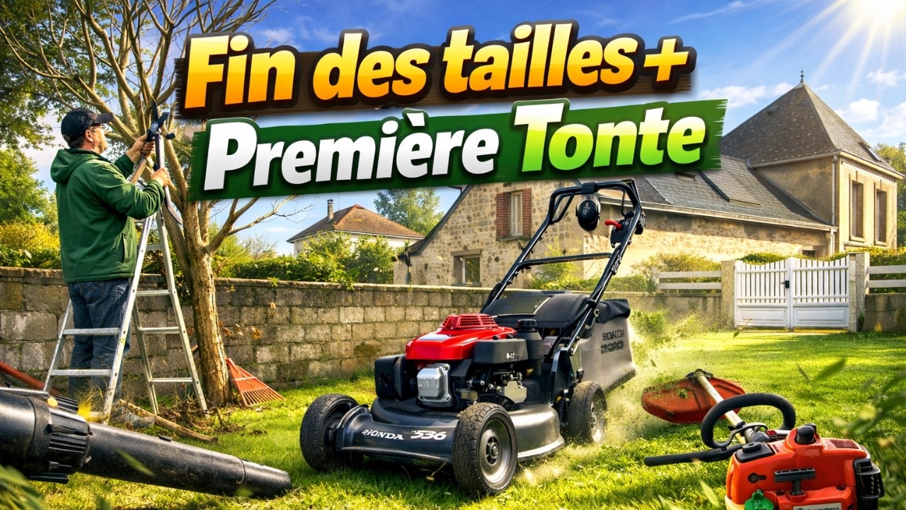 Fin des TAILLES. Première TONTE de l’année pour la HONDA HRH 536!