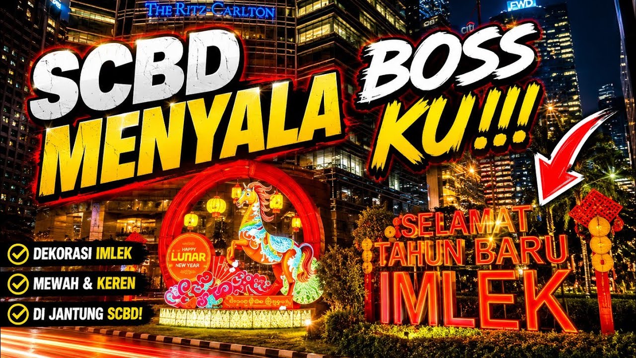 Новогодние украшения в районе SCBD в Джакарте (2026 год) в честь китайского Нового года