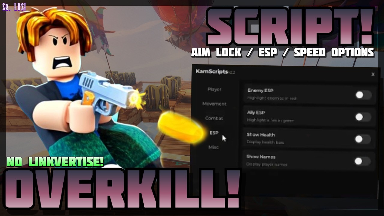 [Лучшее ✨] Overkill 🔥 Без Linkvertise! AIM LOCK / ESP / Speed ​​Options 🔥 PC & Mobile! (2026)