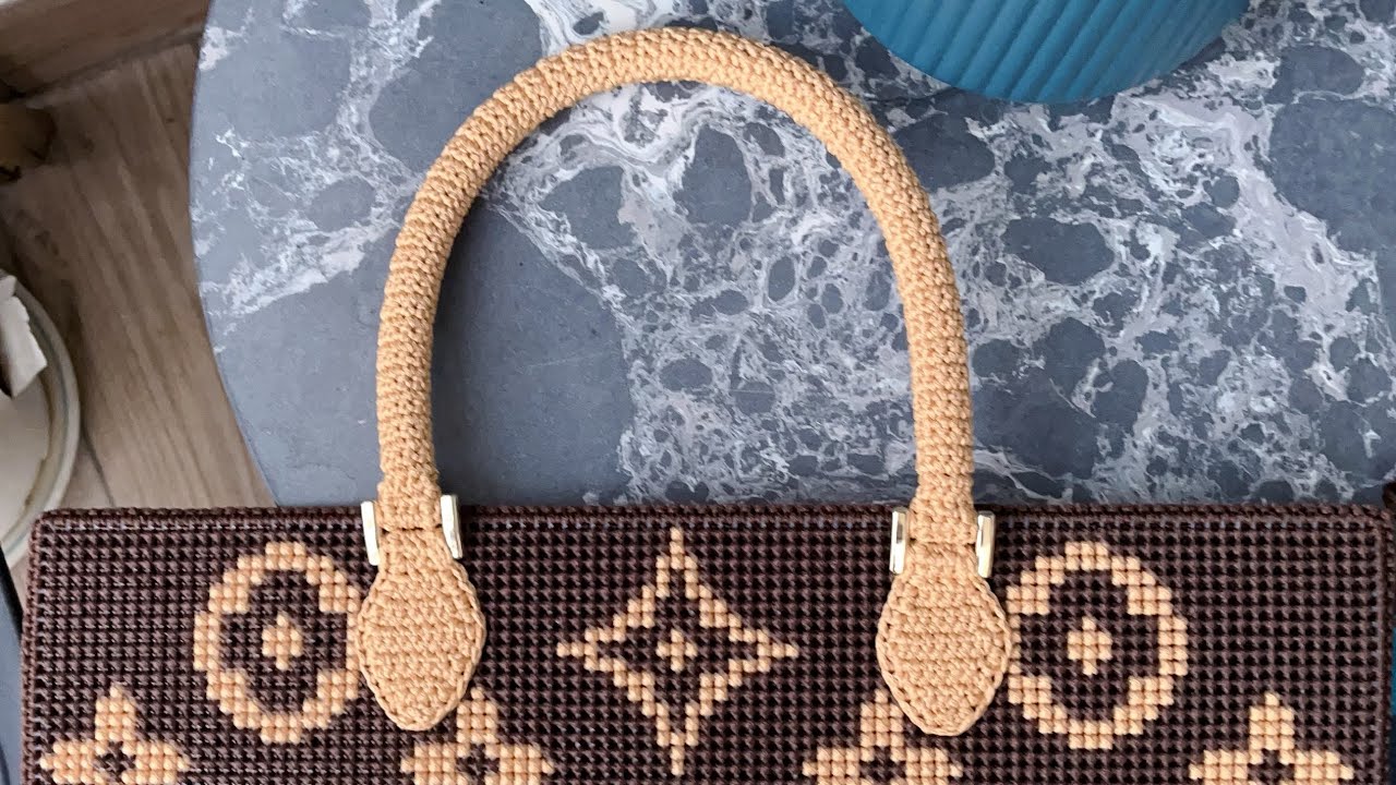 Hướng dẫn móc quai túi xách, túi thêu 2 cách làm  - cách 2 #tuitheu #crochet #crochetbag #tuixach