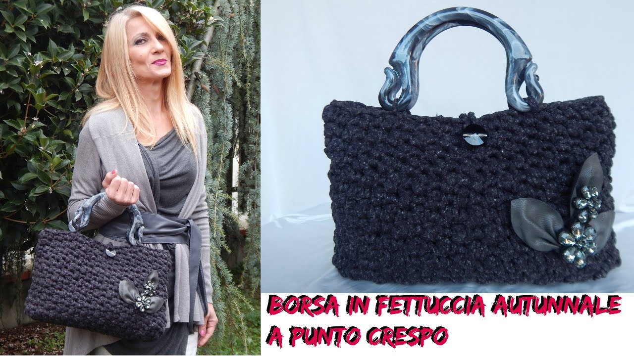 BORSA IN FETTUCCIA AUTUNNALE A PUNTO CRESPO -  NUNZIA VALENTI