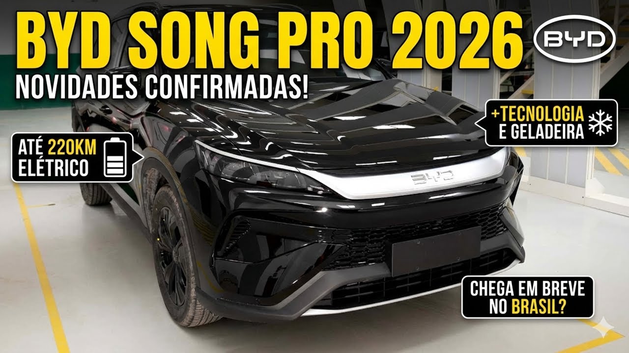 BYD Song Pro 2026 chega com 220 km elétricos e até geladeira!