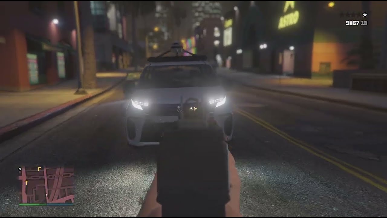 Grand Theft Auto V Blowing Up Waymo Car