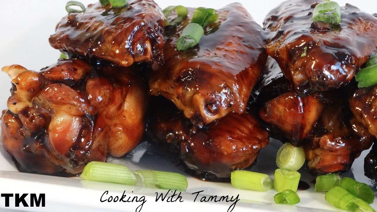Sticky Chicken Wings Recipe - Sweet And Spicy Garlic Ginger Wings