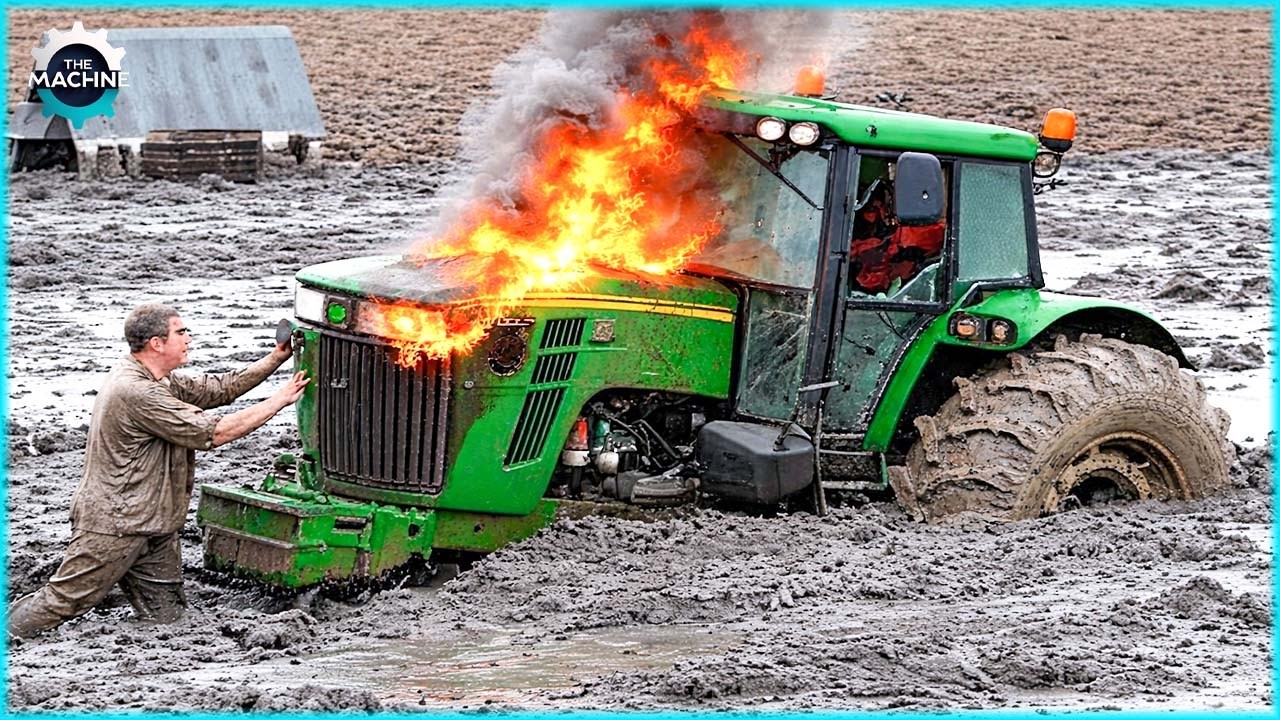 Dangerous Transport Tractor Heavy Load Collapse in Mud | Heavy Machinery