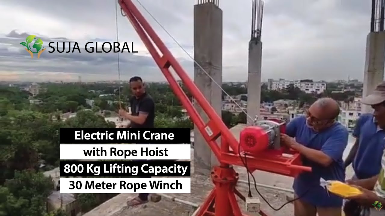 Electric Mini Crane with Rope Hoist 800-1000kg lifting capacity 30 Meter Rope Winch SUJA GLOBAL LTD