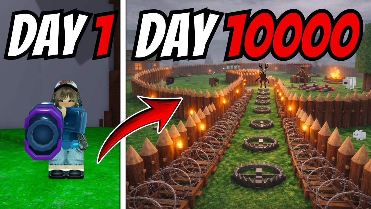 10000 Days to build the SAFEST Base in 99 Nights in the forest (Roblox Full Gameplay)