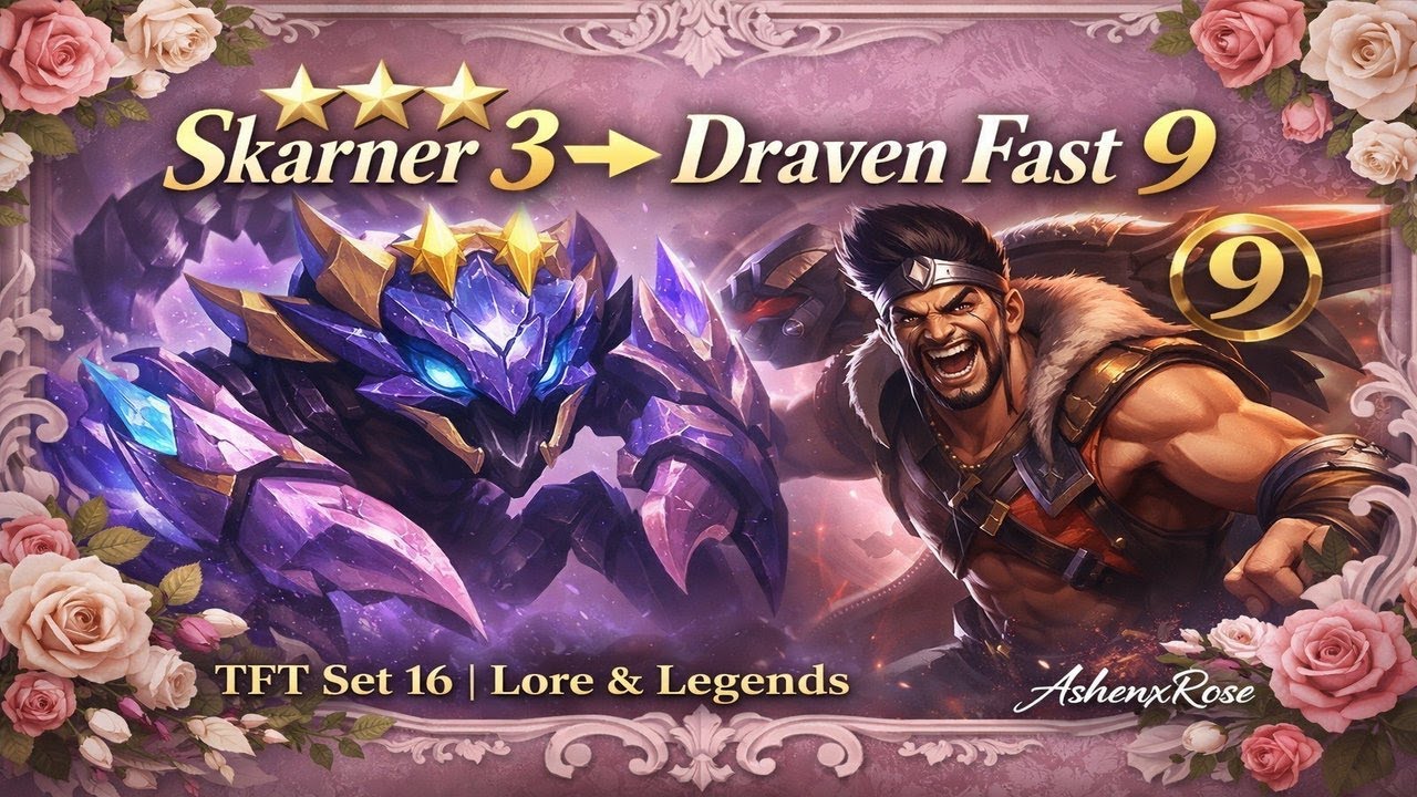 Skarner 3 &rarr; Draven Fast 9 Full Game  TFT┃Set 16