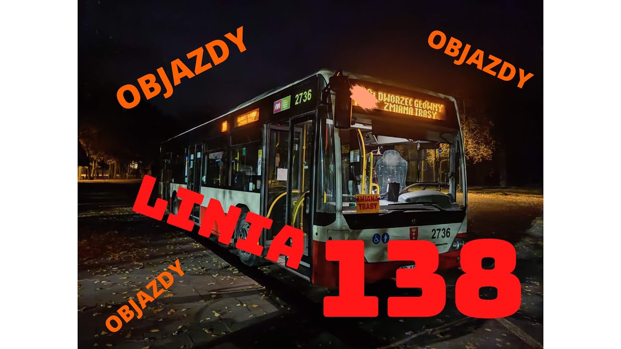 Linia 138, kierunek Westerplatte.  ZMIANA TRASY (sam objazd)