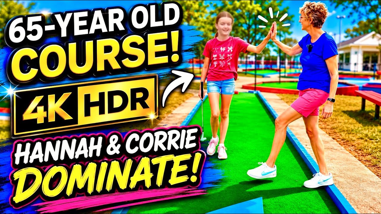 Hannah & Corrie Dominate at 65-YEAR OLD Mini Golf COURSE! Wood Rails! Epic Holes in Ones! ⛳️