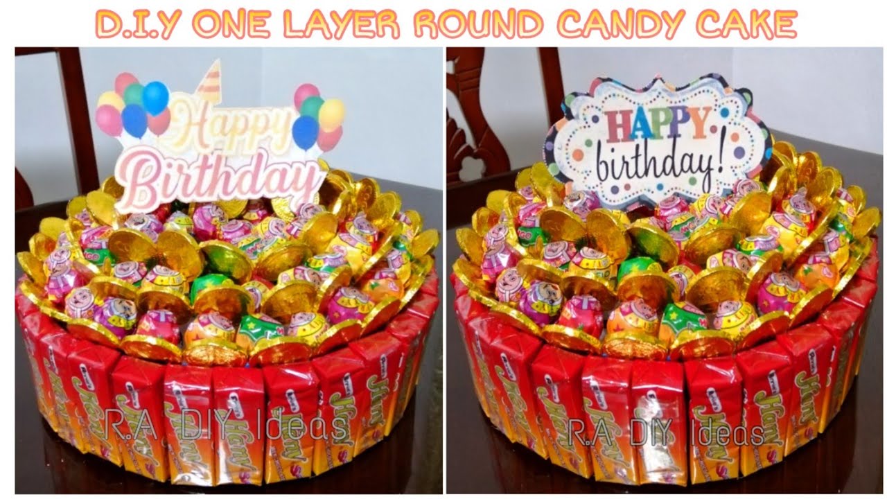 DIY 1 LAYER ROUND CANDY CAKE