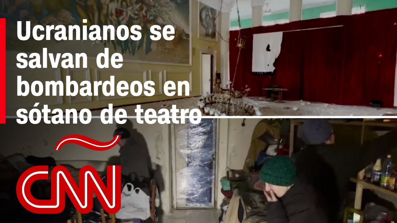 Grupo de ucranianos sobrevive los bombardeos refugiándose en el sótano de un teatro