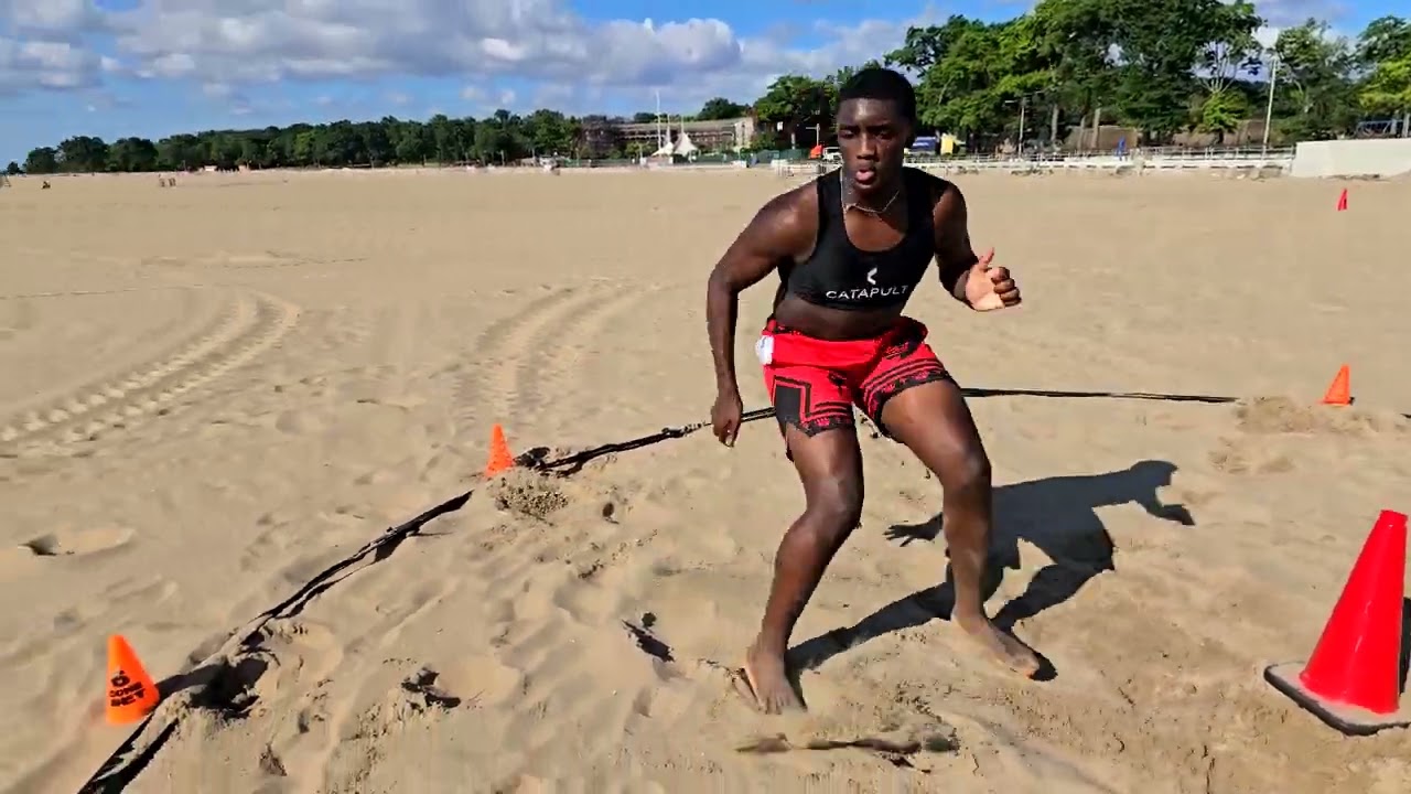 Beach workouts crossover steps to the middle of the circle. #athleticfocus #footwork #trackandfield