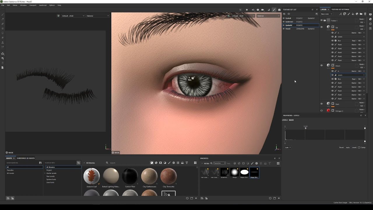 Using Substance Painter to create eyelashes