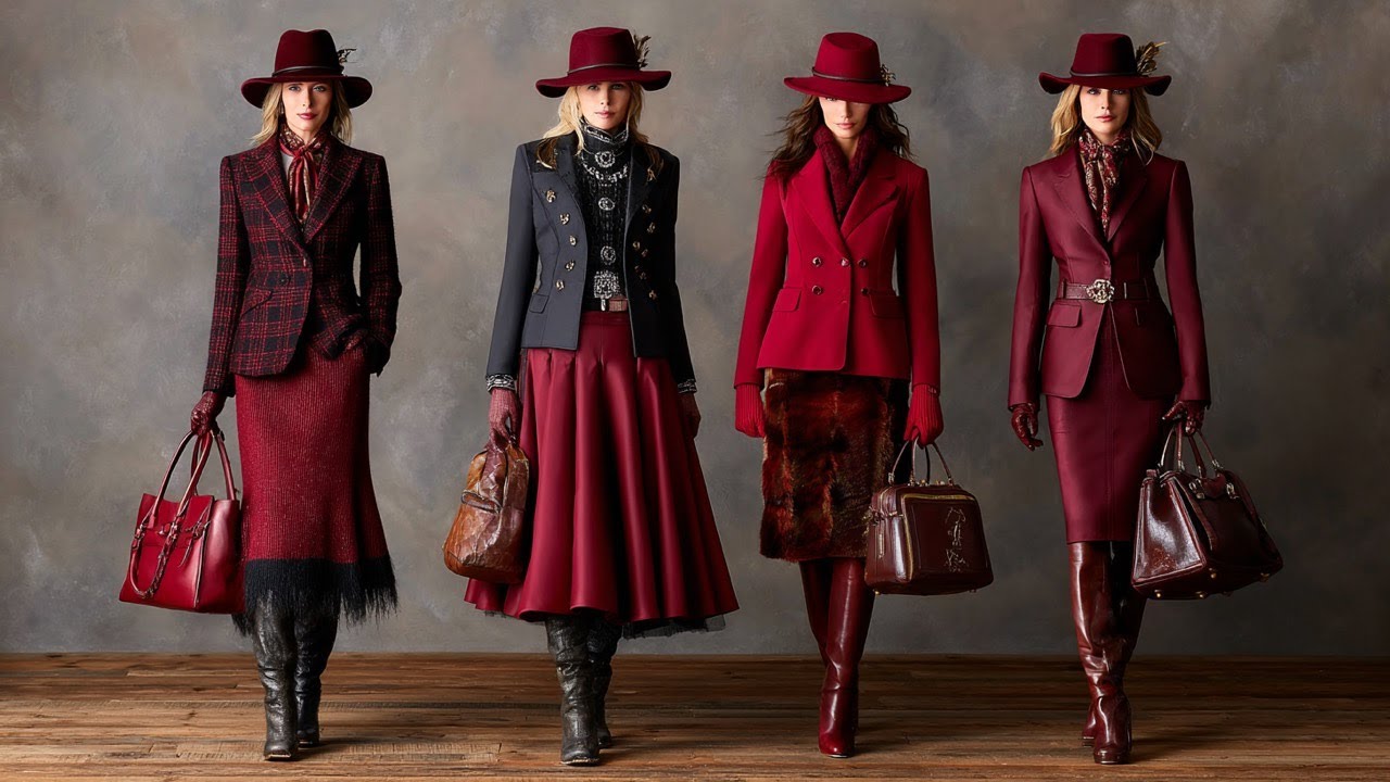 Ralph Lauren | Коллекция осень/зима 2025/26 | Роскошь в оттенках темно-бордового и античной латуни