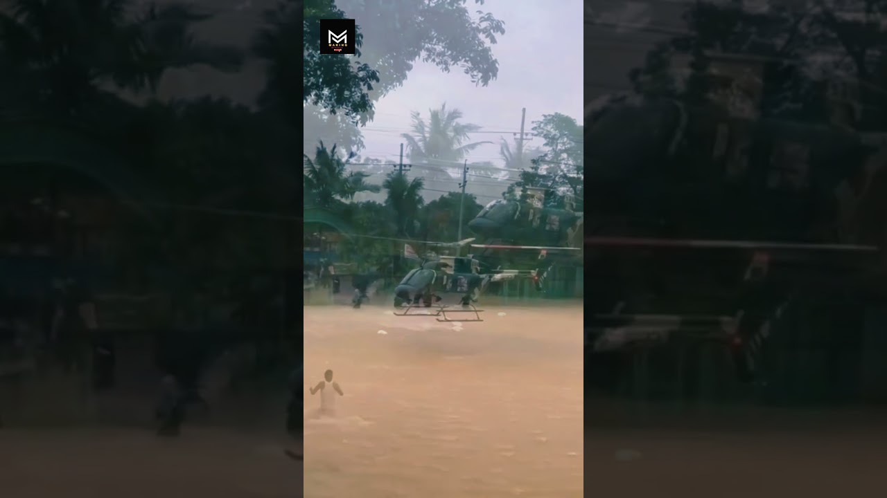Bangladesh Army Helicopter Delivering Flood Relief to Victims | Emergency Aid Distribution