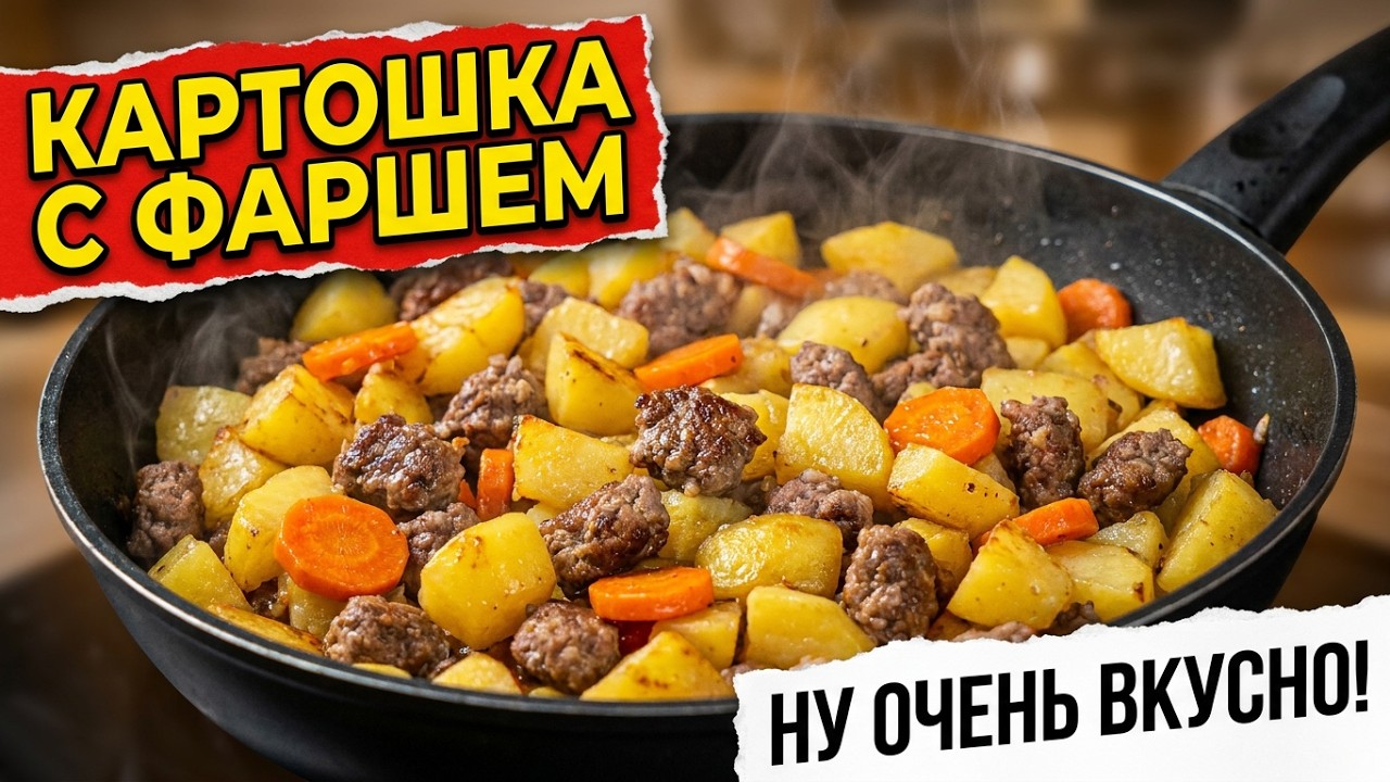 Жареная картошка с фаршем и морковью — сочно, вкусно и по-домашнему!