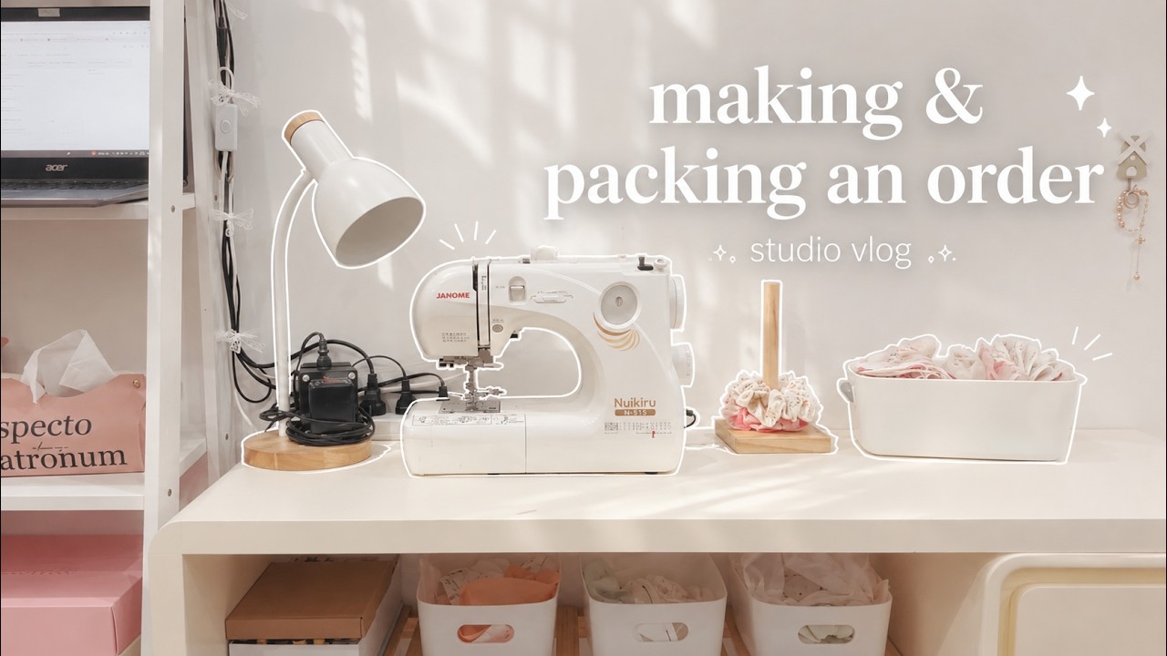 STUDIO VLOG 🧵 making & packing an order | may và đóng gói một đơn scrunchie xinh xắn