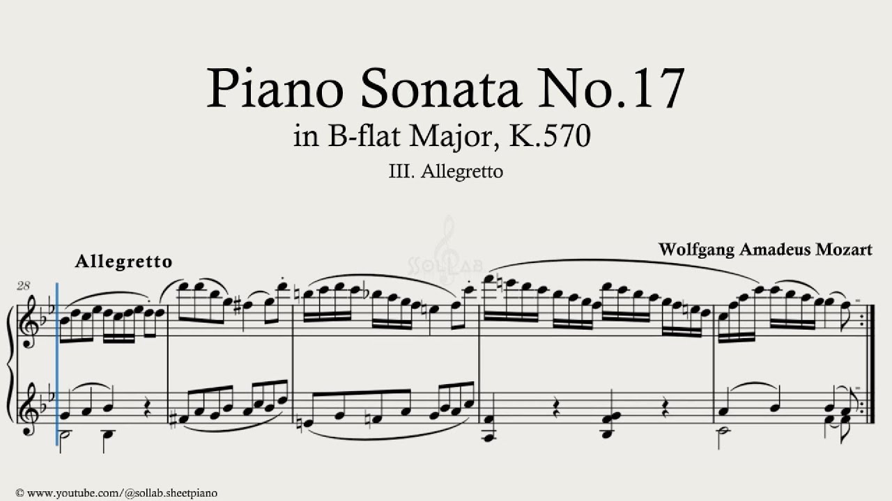 Mozart – Piano Sonata No.17 in B-flat Major, K.570 – III. Allegretto | Piano Sheet Music + Tutorial