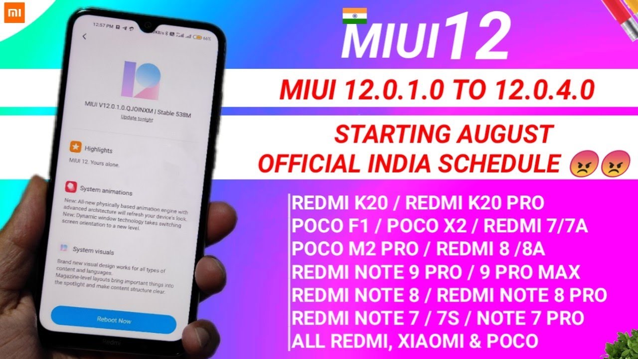 OFFICIAL INDIA - MIUI 12 OFFICIAL INDIA OTA SCHEDULE STARTING NOW  MIUI 12 OFFICIAL INDIA SCHEDULE
