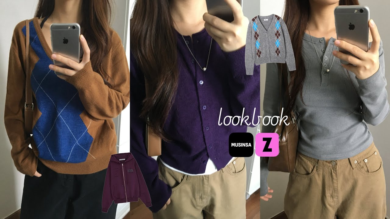 haul 지금부터 겨울까지 입기 좋은⁺˖♡ 느좋 패션템들!🩶 포도색 가디건, 느좋 후집, 빈티지한 니트까지 다 모아옴 • 가을겨울코디
