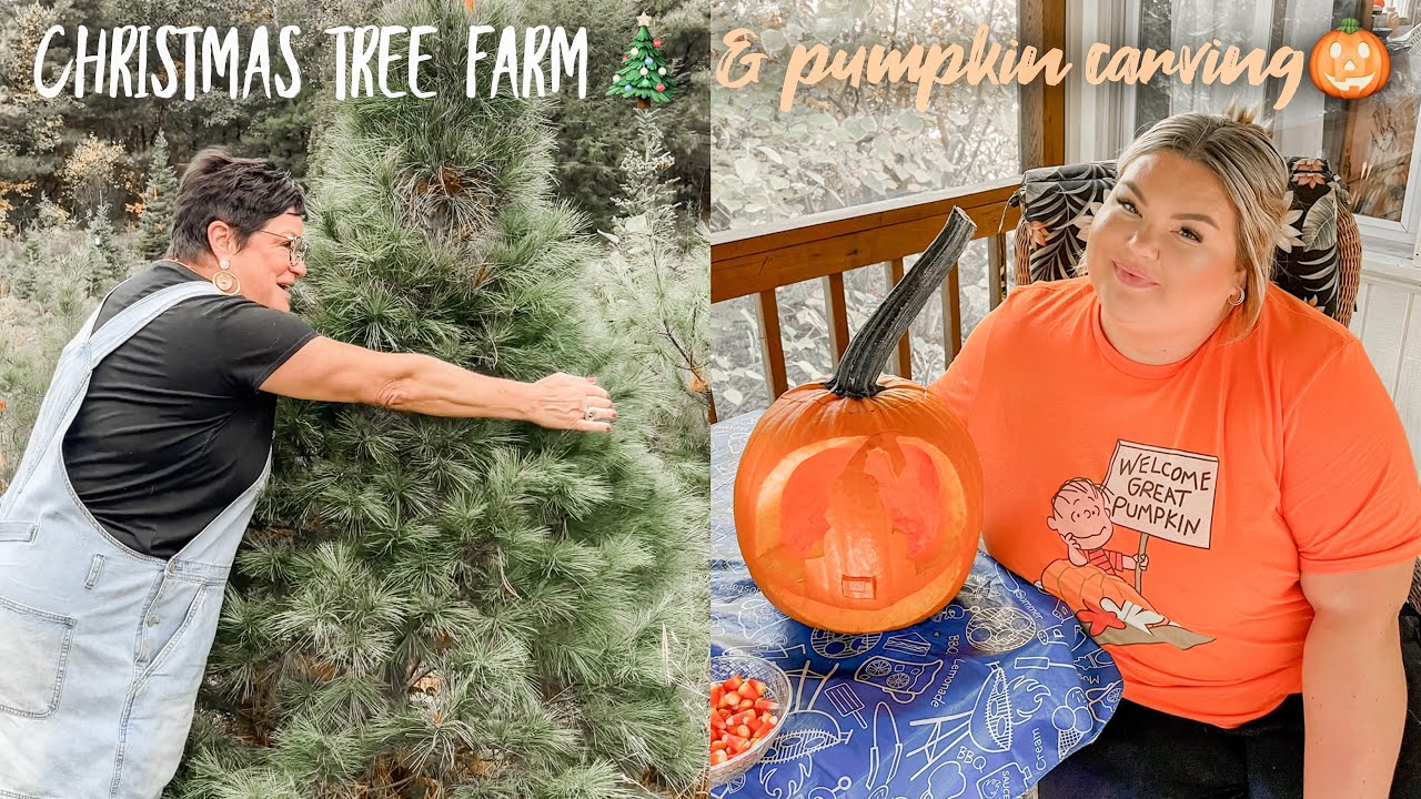 CHRISTMAS TREE FARM + PUMPKIN CARVING | VLOG