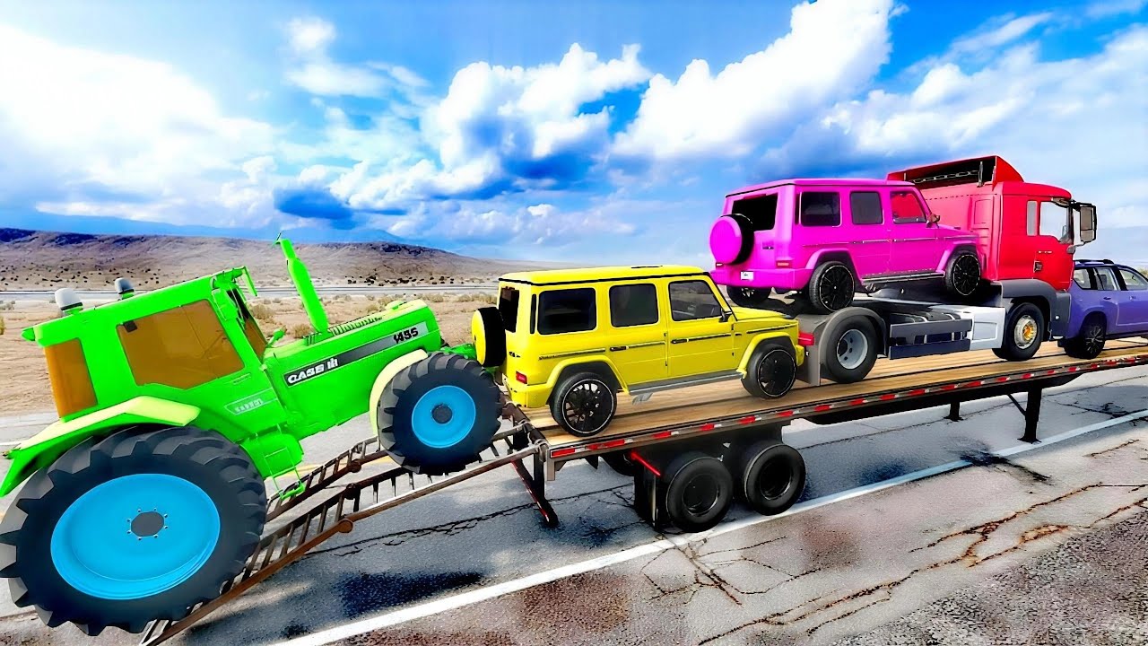 Flatbed Truck McQueen | Transportation with Truck - Pothole vs Car # | BeamNG.Drive Gameplay