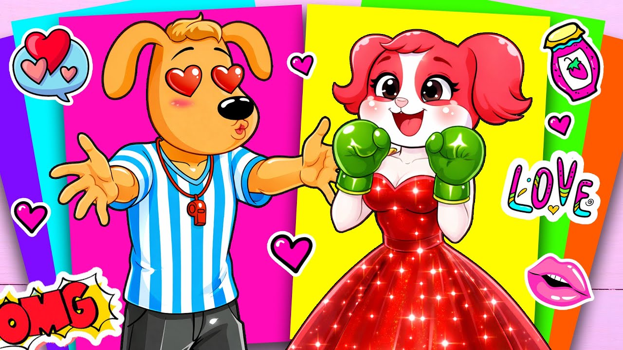 🩷🩷 LOVE IN ‌BOXING RING! Papillon LOVEs Labrador Sticker Book #paperdiy #asmr #sherifflabrador