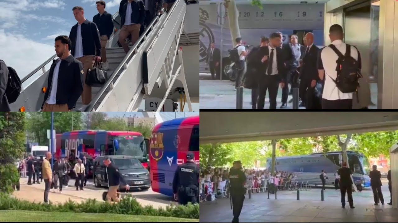 🔥🔥🔥Fire✅ Watch how Barca & Real Madrid both arrived in Seville for Copa del Rey final. Heat
