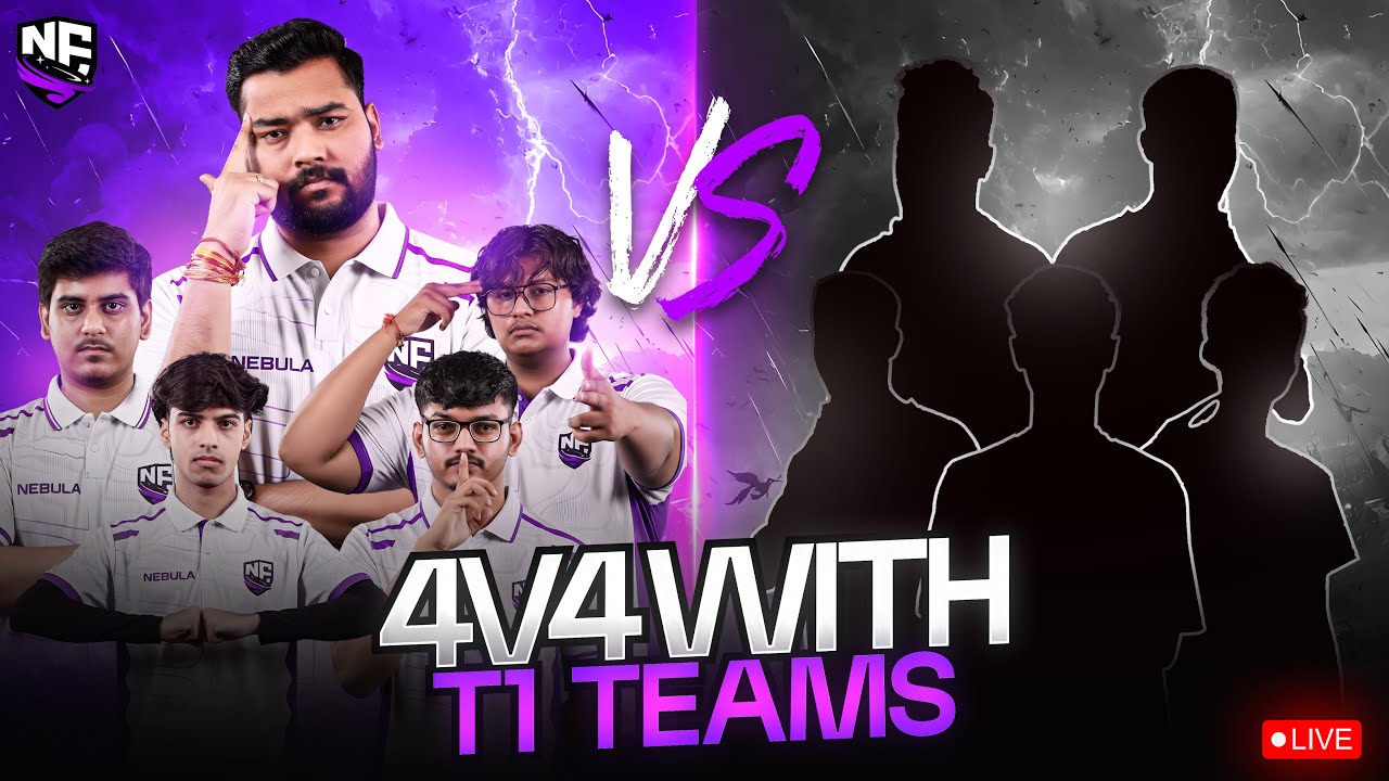 LIVE 4 V 4 with T1 Teams 💛 | Nebula Aadi 💜
