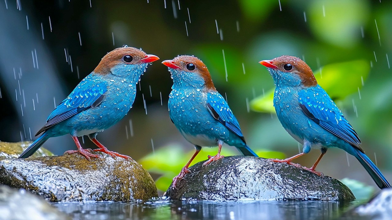 Звуки птиц и мягкий дождь 🌧️🐦 Спокойная терапия на природе для снятия стресса, обретения внутренн...