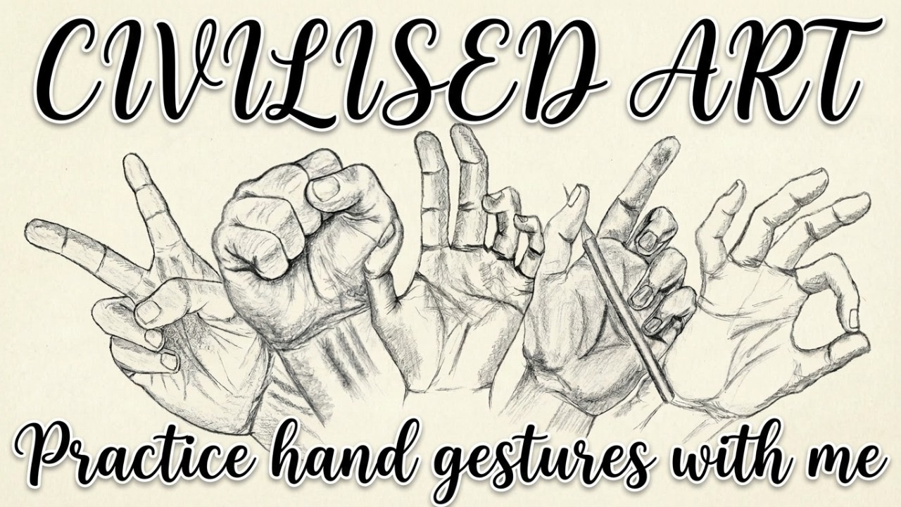 Practice Hand Gestures With Me ✏️🤚🏻 | Realistic Hand Drawing Tutorial | Civilised Art