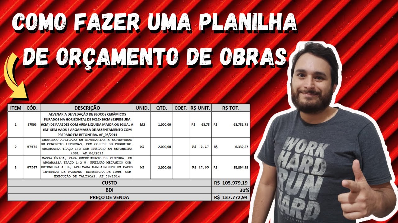 COMO FAZER UMA PLANILHA DE ORÇAMENTO DE OBRA | MARCELO REINA