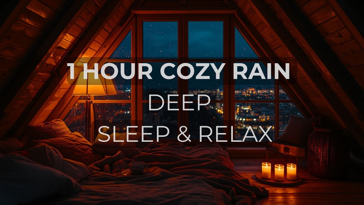 1 HOUR Cozy Rainy Night 🌧️ Healing Music for Deep Sleep & Meditation Yoga • Space Relax