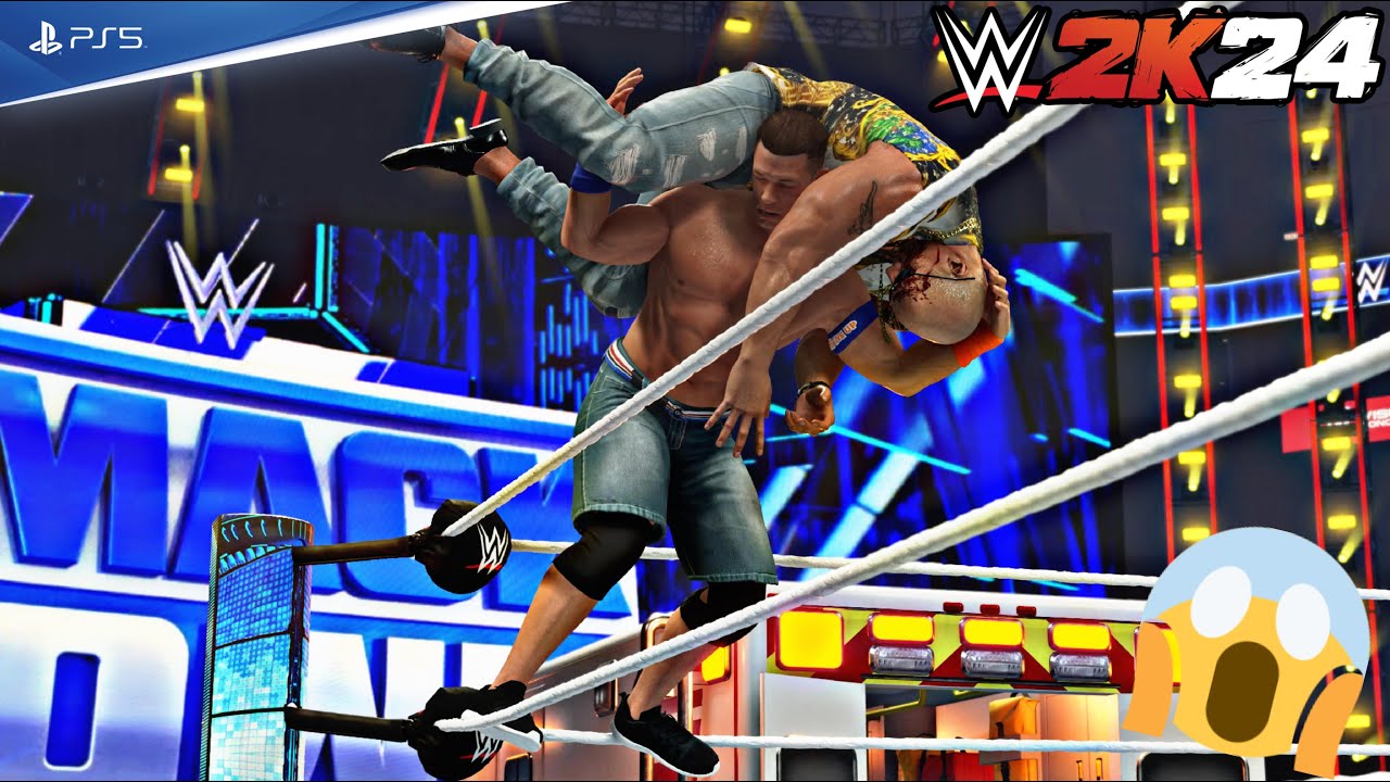 WWE 2K24 - John Cena vs. The Rock - Ambulance Match | SMACKDOWN