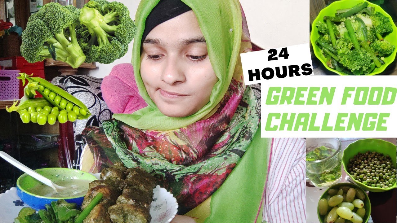 I Only ate GREEN FOOD for 24hours💚 || 💚 Green Food Challenge💚 || Sadiya Mimi