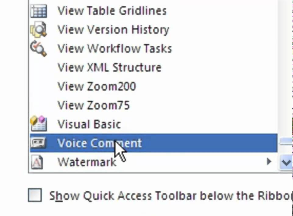 Sound Recorder Object in MS Word 2007 (Win XP only)