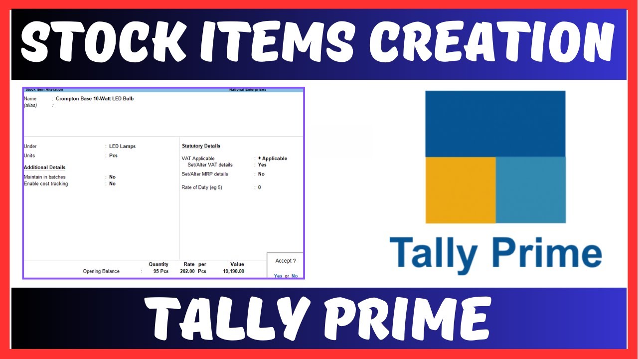 How To Create Stock Items  in Tally Prime | Tally Prime me Stock Items Kaise Banaye