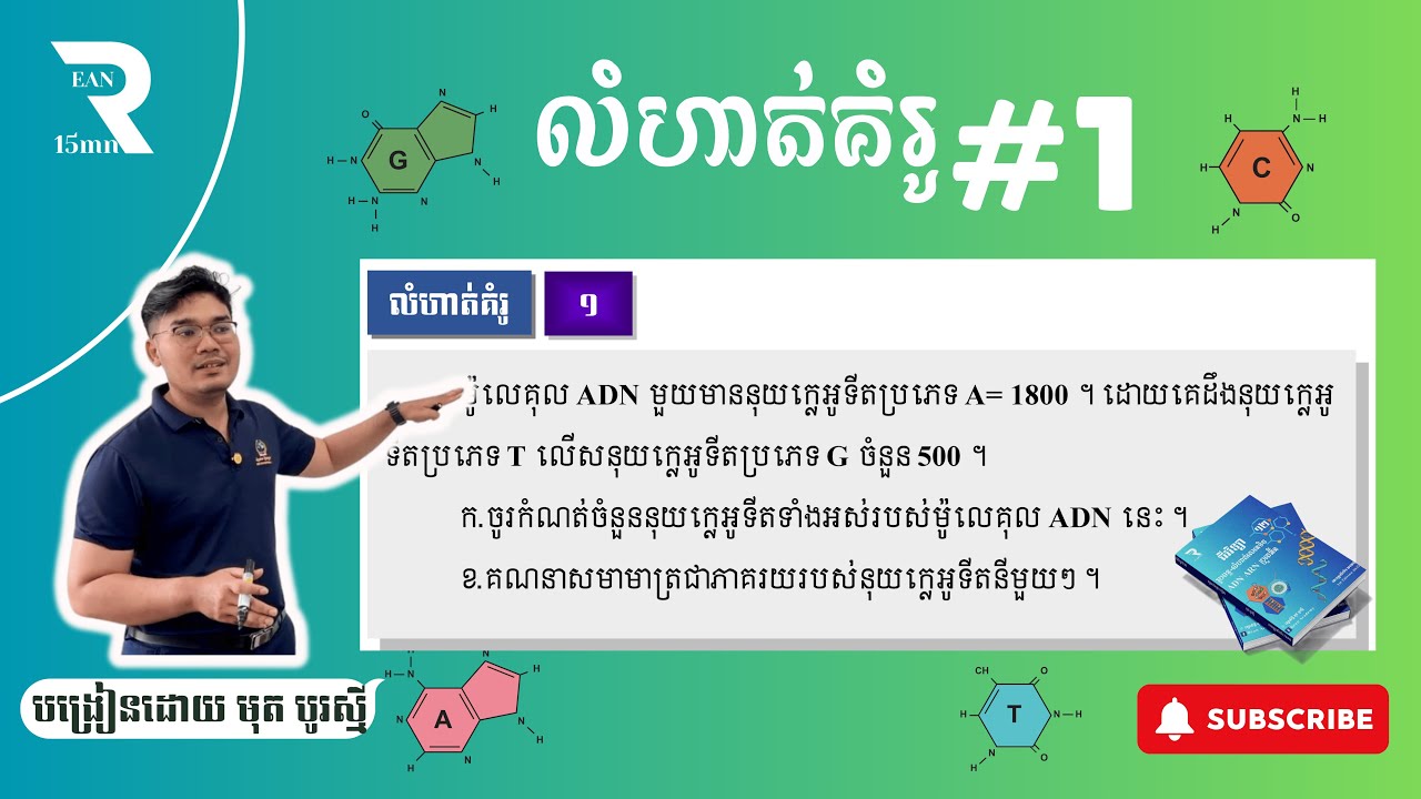 លំហាត់ ADN គំរូទី1 - ពន្យល់លម្អិត #លំហាត់adn #បាក់ឌុប