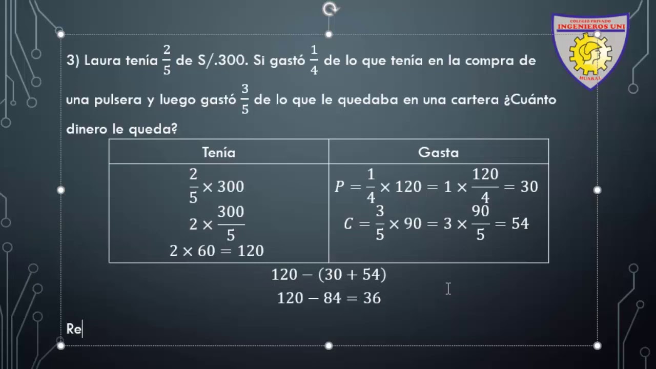 16 Clase RM Problemas Con Fracciones - Quinto Grado de Primaria