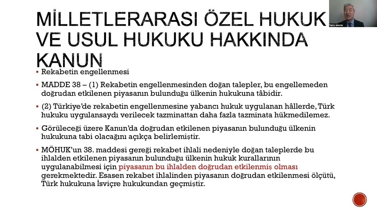 Prof. Dr. Tekin Memiş: Rekabet Hukuku-3: Rekabet Kanunu'nun Uygulama Kapsamı