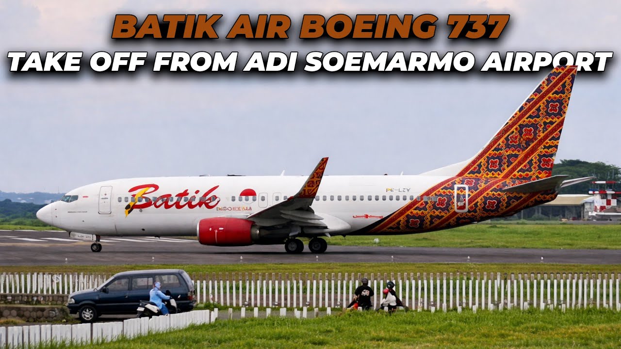 Lihat dari Dekat Pesawat Batik Air Boeing 737 take off dari Bandara Adi Soemarmo