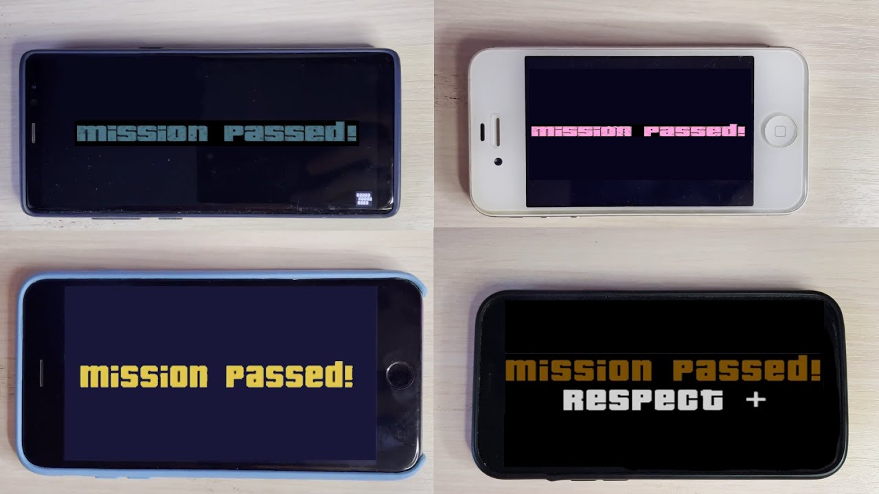 GTA mission passed themes from different mobile devices