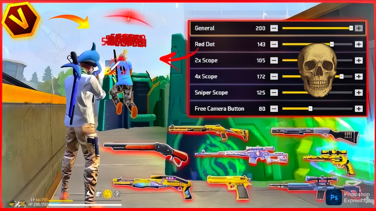 All Gun Headshot Sensitivity Setting After New OB50 Update | Free Fire Max Auto Headshot Sensitivity