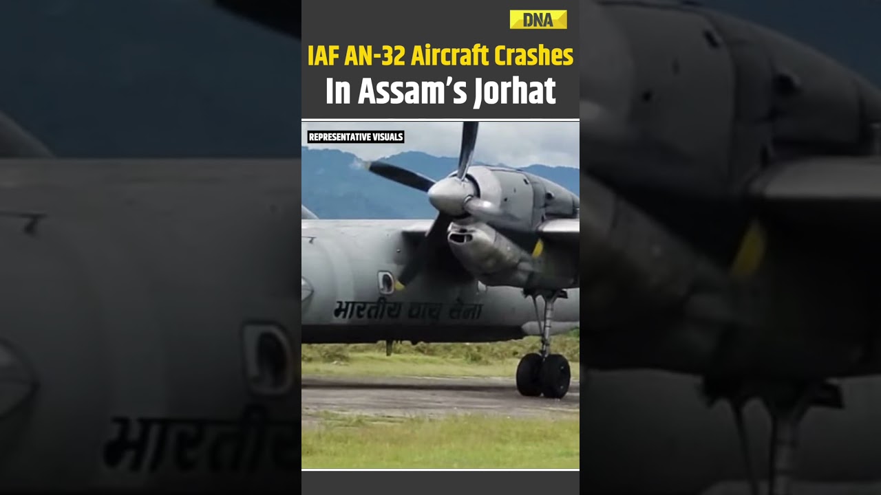IAF AN-32 aircraft crashes while landing at Jorhat airbase in Assam #breakingnews #airplanecrash