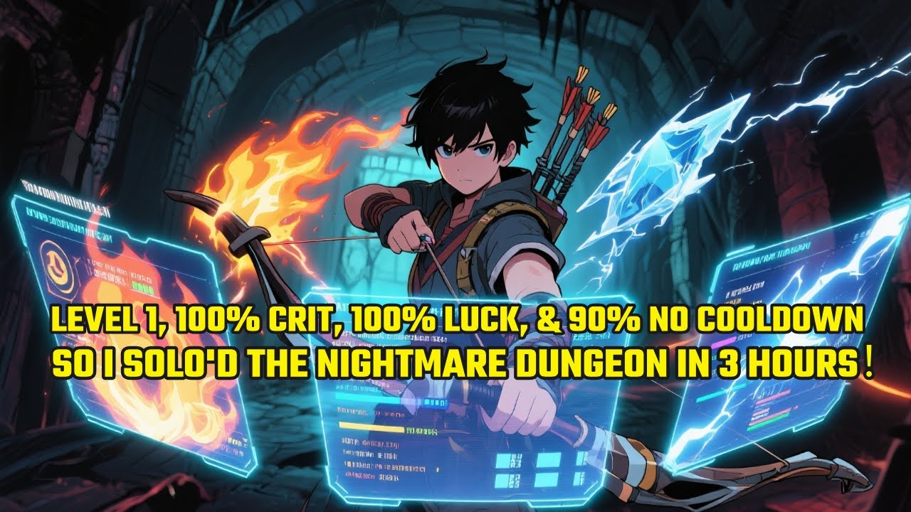 Level 1, 100% CRIT, 100% LUCK, & 90% NO COOLDOWN. So I Solo'd The Nightmare Dungeon in 3 Hours！