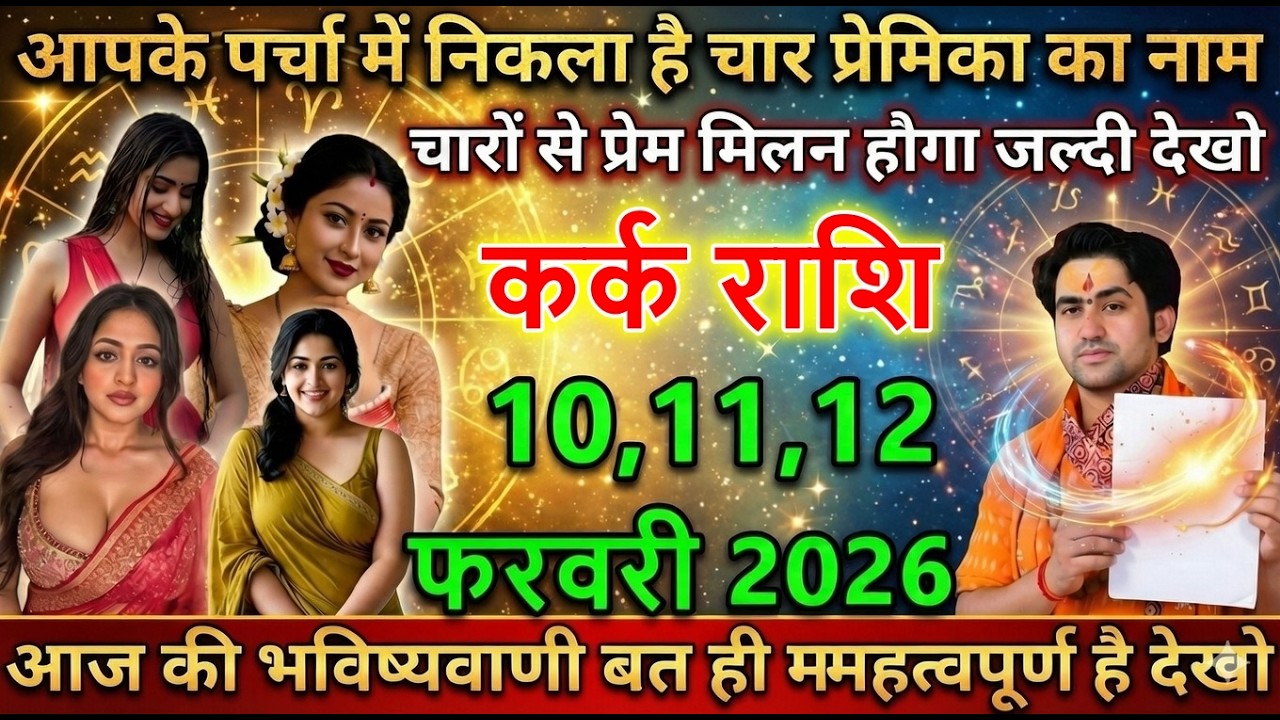 कर्क राशि आपके पर्चा में निकला है चार प्रेमिका का नाम चारों से प्रेम मिलन होगा जल्दी देखो