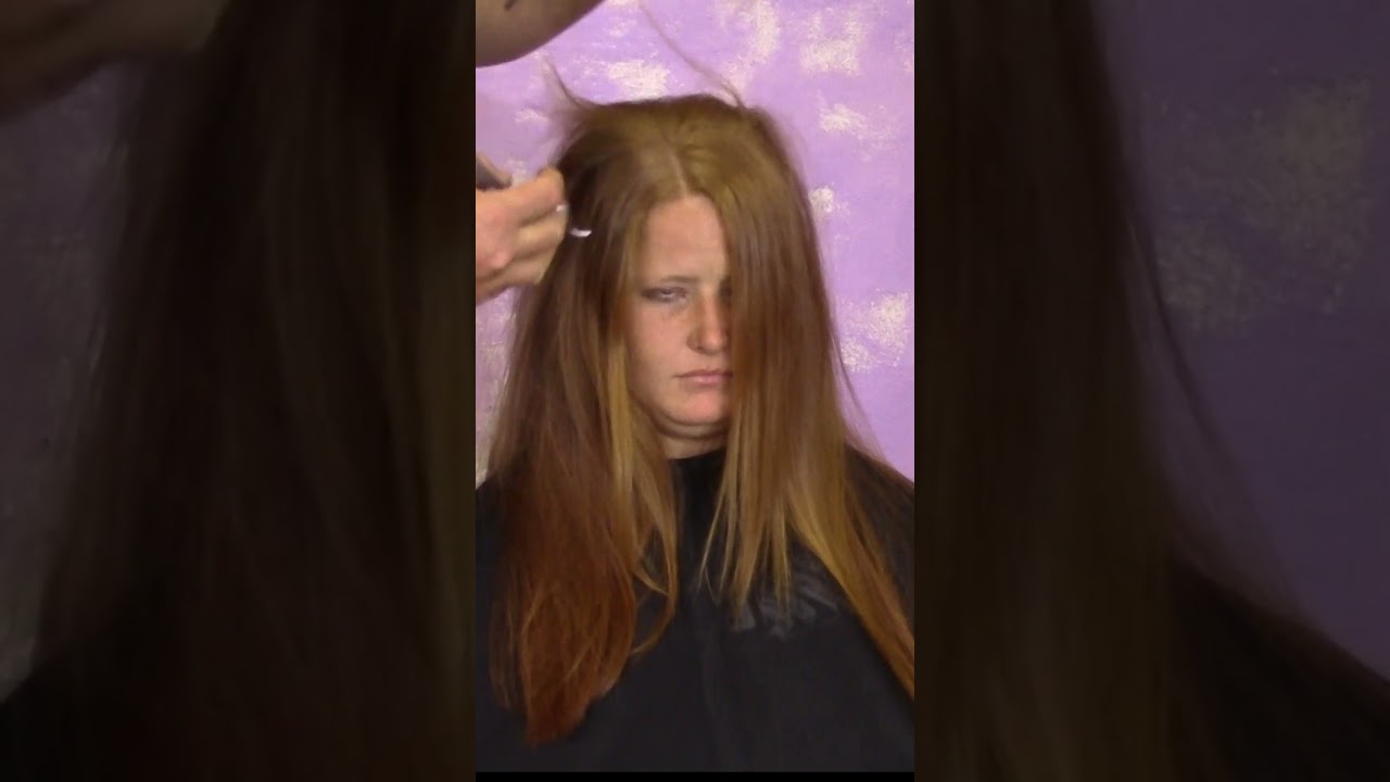 surprise long to short haircut on red haired girl part 1 #hairstyle #pixiecut #haircut #hair #pixie