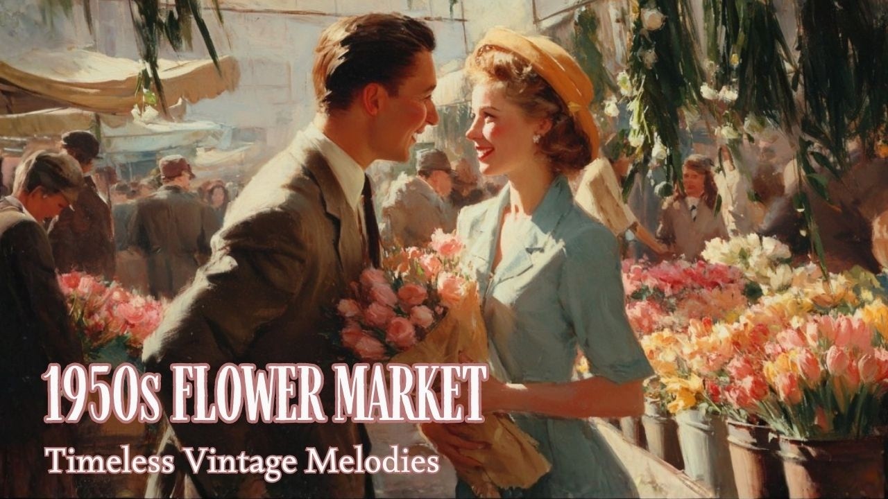 Spring Morning at a 1950s European Flower Market | Timeless Vintage Melodies