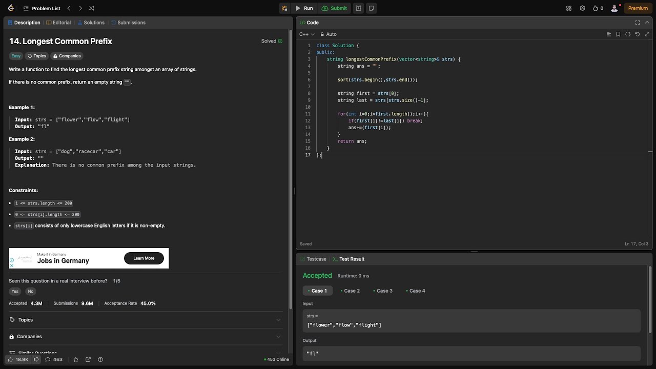 🔥 Leetcode Problem Solving Day 2 | Longest Common Prefix C++ 🔥